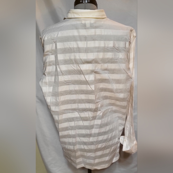 Gap White Striped Sheer Long Sleeve Top Shirt Button Down Size Large Womens - Picture 5 of 8